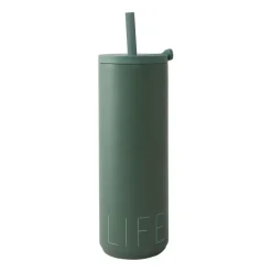 Design Letters Travel Life thermos with straw 50 cl, Myrtle Green Sale