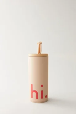 Design Letters Travel Life thermos with straw 50 cl, Hi- Beige Best