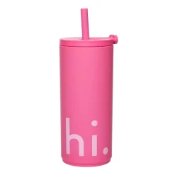 Design Letters Travel Life thermos with straw 50 cl, Hi-cherry Pink Hot