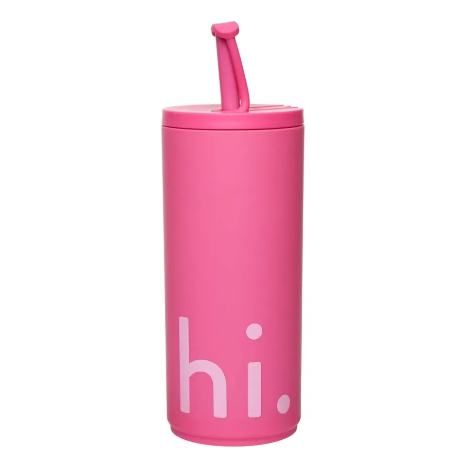 Design Letters Travel Life thermos with straw 50 cl, Hi-cherry Pink Hot