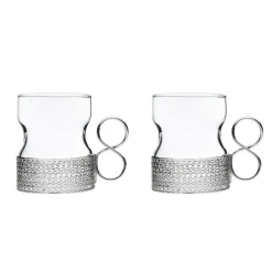 Iittala Tsaikka glass with handle 23 cl 2-pack, 23 cl TransparentSilver-coloured Best