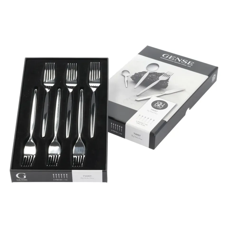 Gense Twist cake fork 6-pack, Stainless steel Silver-coloured Best