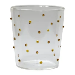 Olsson & Jensen Venezia drinking glass, Amber Dots TransparentGreen Sale