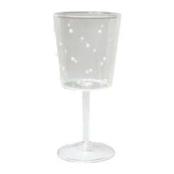 Olsson & Jensen Venezia wine glass, White dots TransparentWhite Discount