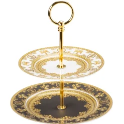 Versace I love Baroque cake stand, 2 tier Gold-colouredBlackWhite Sale