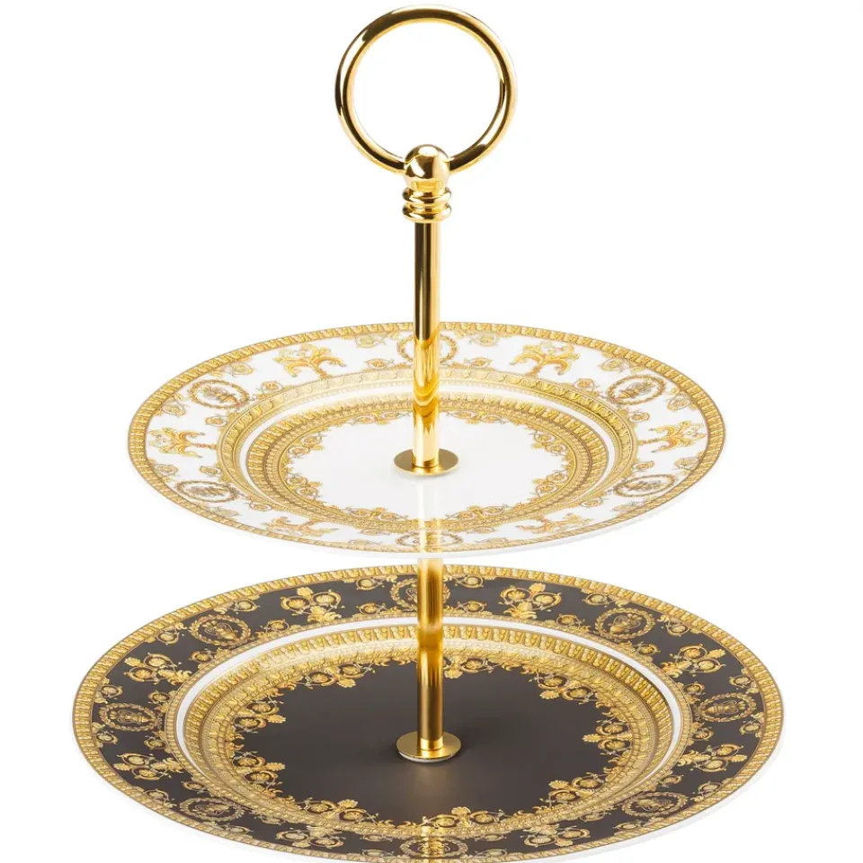 Versace I love Baroque cake stand, 2 tier Gold-colouredBlackWhite Sale