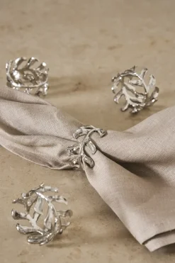 Scandi Living Vine napkin ring Ø4,7 cm 4-pack, Zinc alloy Silver-coloured New
