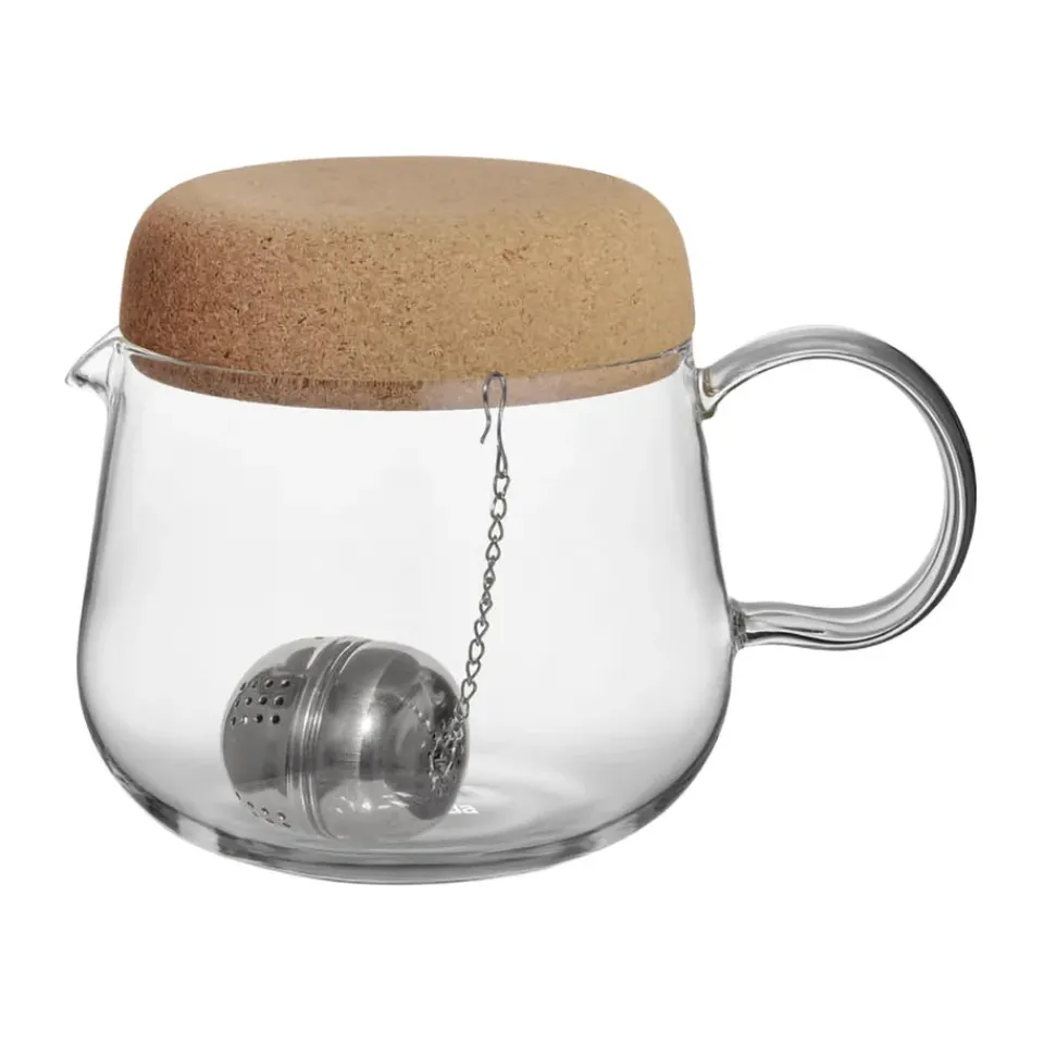 Kosta Boda Viva teapot with cork lid 1.2 L, Clear Transparent Clearance