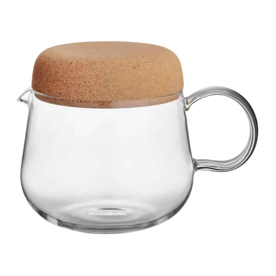 Kosta Boda Viva teapot with cork lid 1.2 L, Clear Transparent Clearance