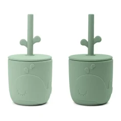 Done by deer Wally mug with peekaboo straw 2-pack., Green