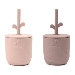 Done by deer Wally mug with peekaboo straw 2-pack., Powder Beige Clearance