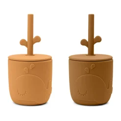 Done by deer Wally mug with peekaboo straw 2-pack., Mustard Yellow Best