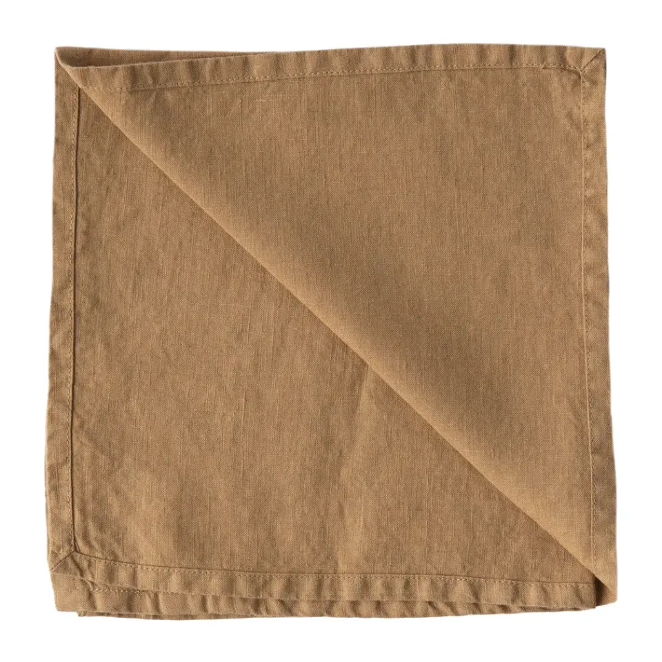 Tell Me More Washed linen napkin, Hazelnut Brown Best