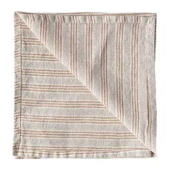 Tell Me More Washed linen napkin, Hazelnut stripe BrownBeige Clearance