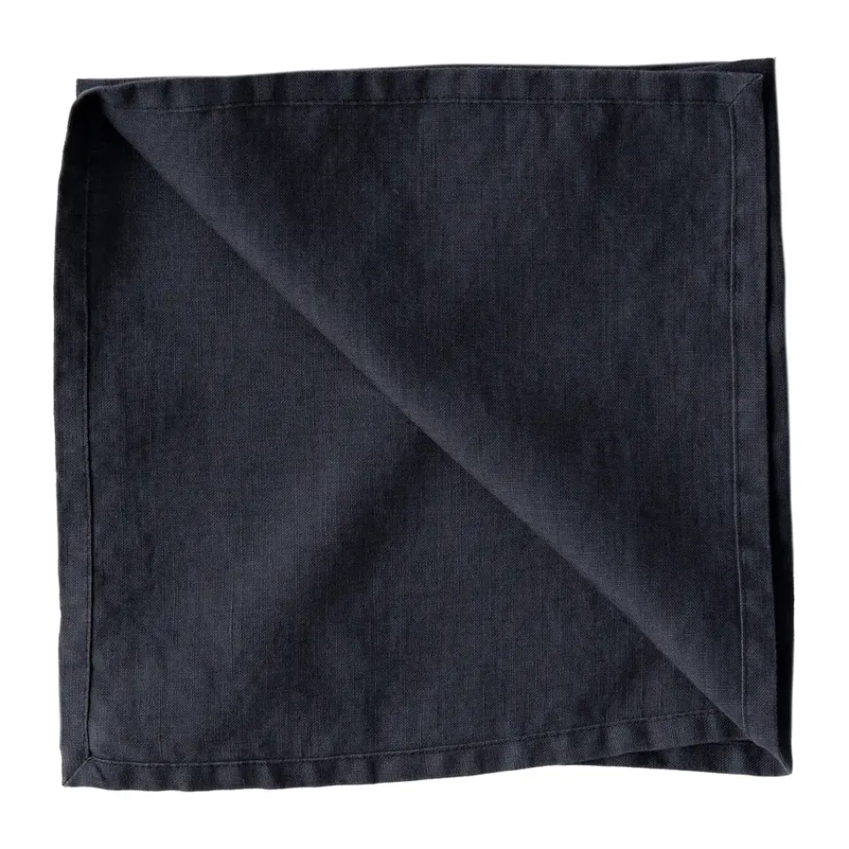 Tell Me More Washed linen napkin, Midnight Blue Online