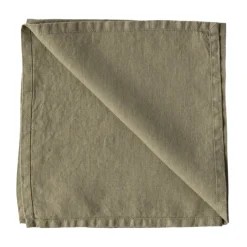Tell Me More Washed linen napkin, Olive Green Hot