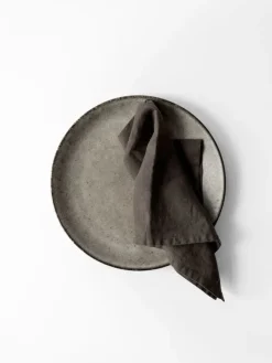 Tell Me More Washed linen napkin, Taupe GreyBrown Outlet