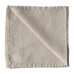 Tell Me More Washed linen napkin, Warm grey GreyBeige