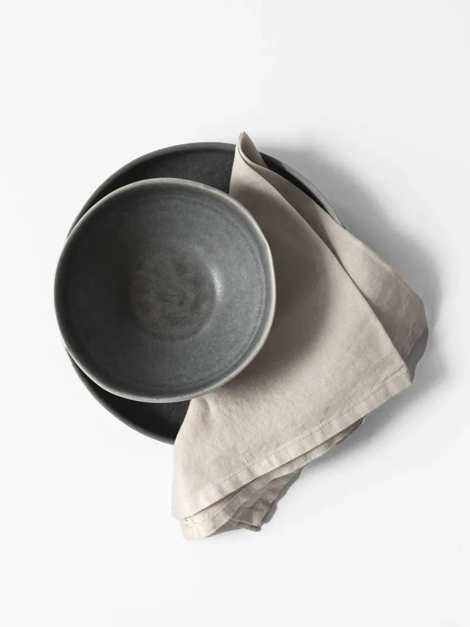 Tell Me More Washed linen napkin, Warm grey GreyBeige