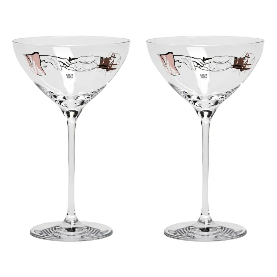 Kosta Boda You and me together champagne coupe 32 cl 2-pack, Clear / Multi Transparent Hot