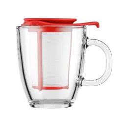 Bodum Yo-Yo tea cup with strainer, Red
