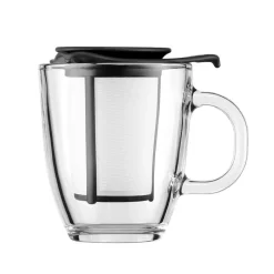 Bodum Yo-Yo tea cup with strainer, Black Best