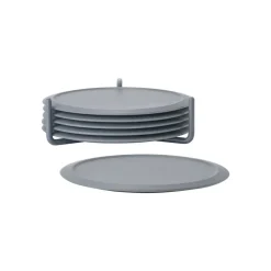 Zone Denmark glass coasters with holder, Cool gray Grey Clearance